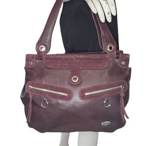 PASSIONE VERA PELLE BURGUNDY SUEDE LEATHER PURSE BAG HANDBAG SHOULDER SATCHEL